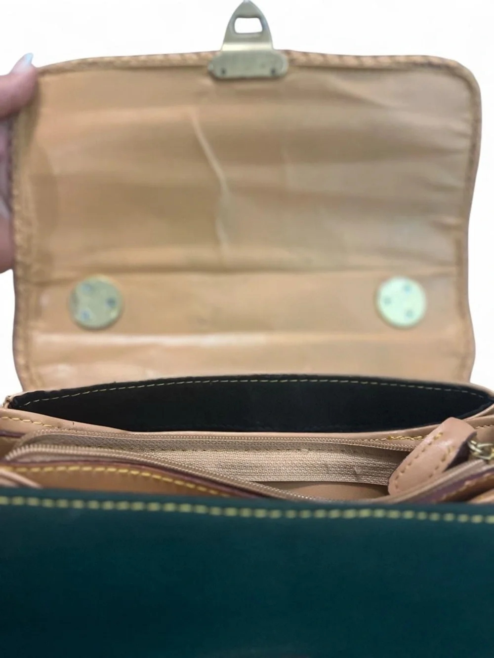 Dooney and Bourke Green and Tan Women's Top-Handle Satchel